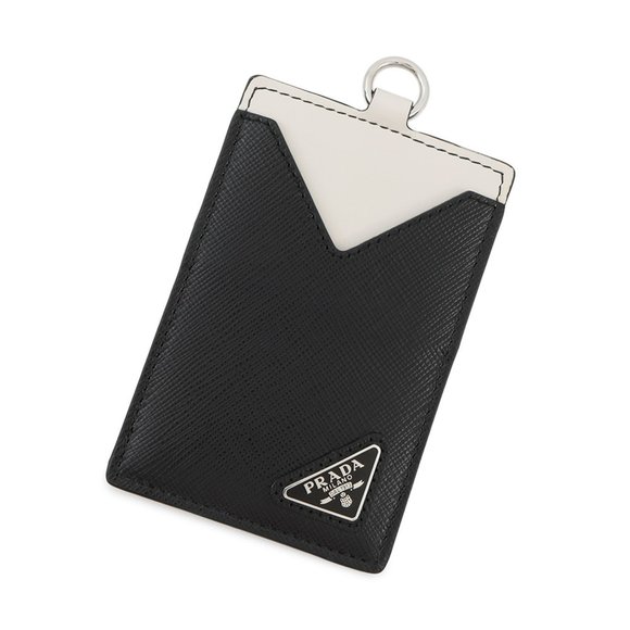 Prada Saffiano Leather Business Card Case with Badge Holder, 2MC016, Black - Picture 1 of 10
